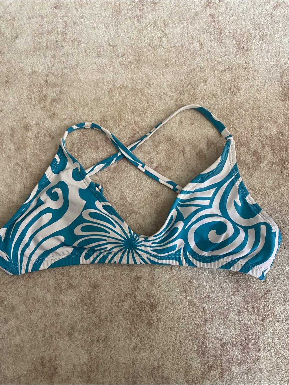 Turquoise & White Swirl Bikini Top – Women's Swim